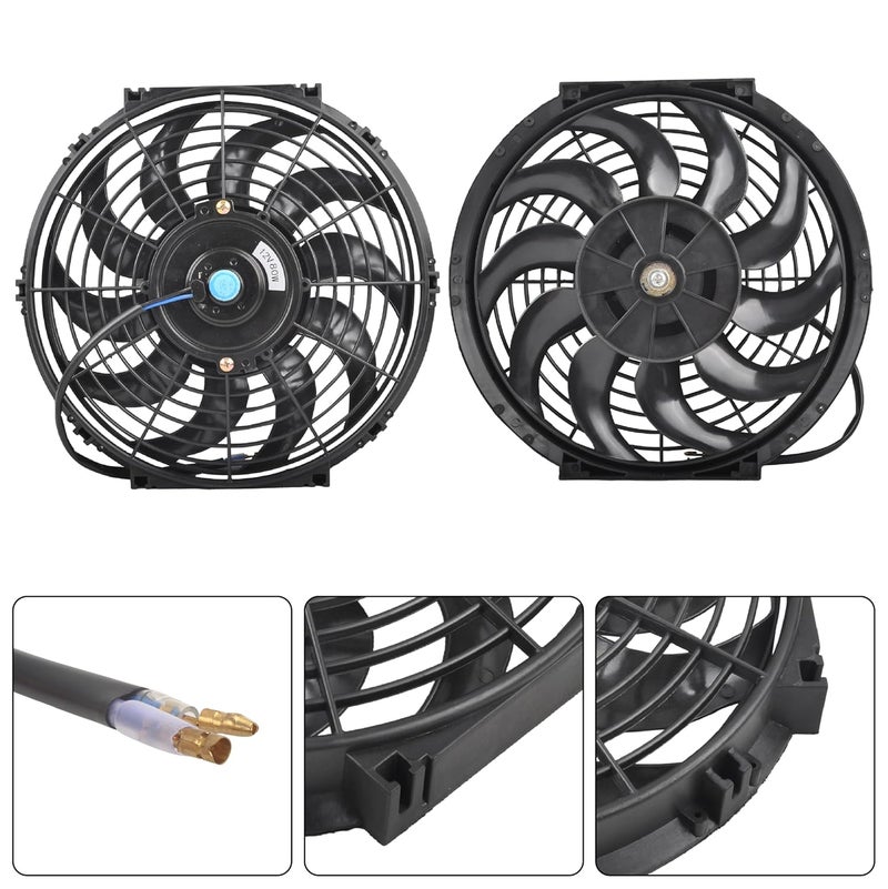 GESEXI 12" Electric Radiator Cooling Fan Assembly Kit, Universal High Performance 12V 80W Motor with Fan Mounting Kit - Black (2 Pack) - Image 5
